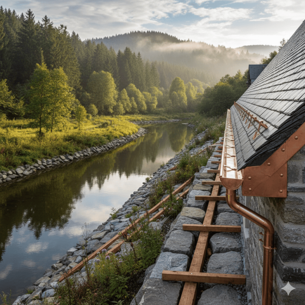 Rénovation de rivage de toiture avec fixation cuivre dans les Vosges Saônoises : une finition haut de gamme