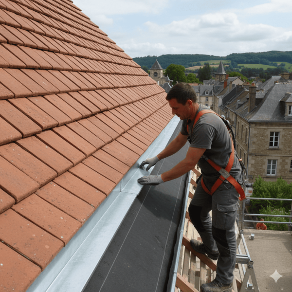 Pose de bande d’égout en zinc et membrane d’étanchéité à Luxeuil-les-Bains : protection renforcée pour toiture mitoyenne