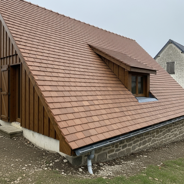Rénovation de toiture avec tuiles Koramic Optima et charpente renforcée à Bouligney proche de Luxeuil-les-Bains